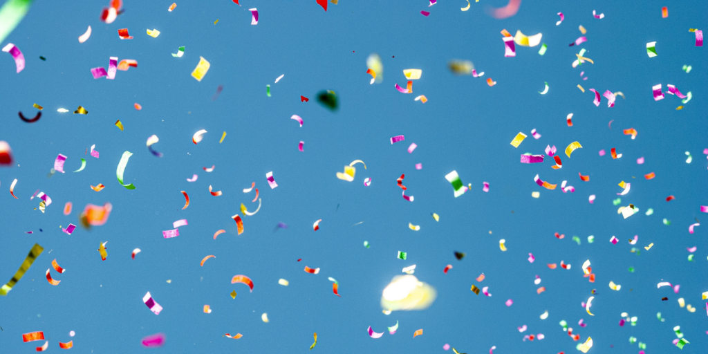 Confetti on blue background