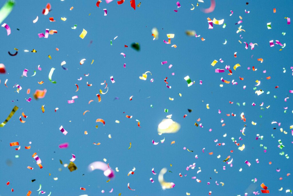 Confetti on blue background