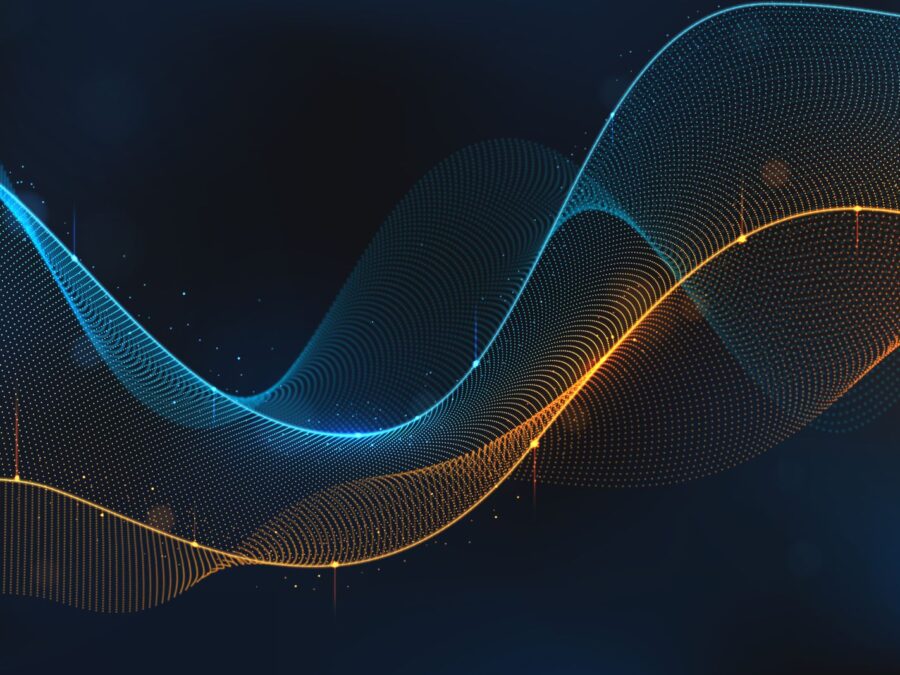 Visual, blue-and-orange-particle-data-wave-backgrounds