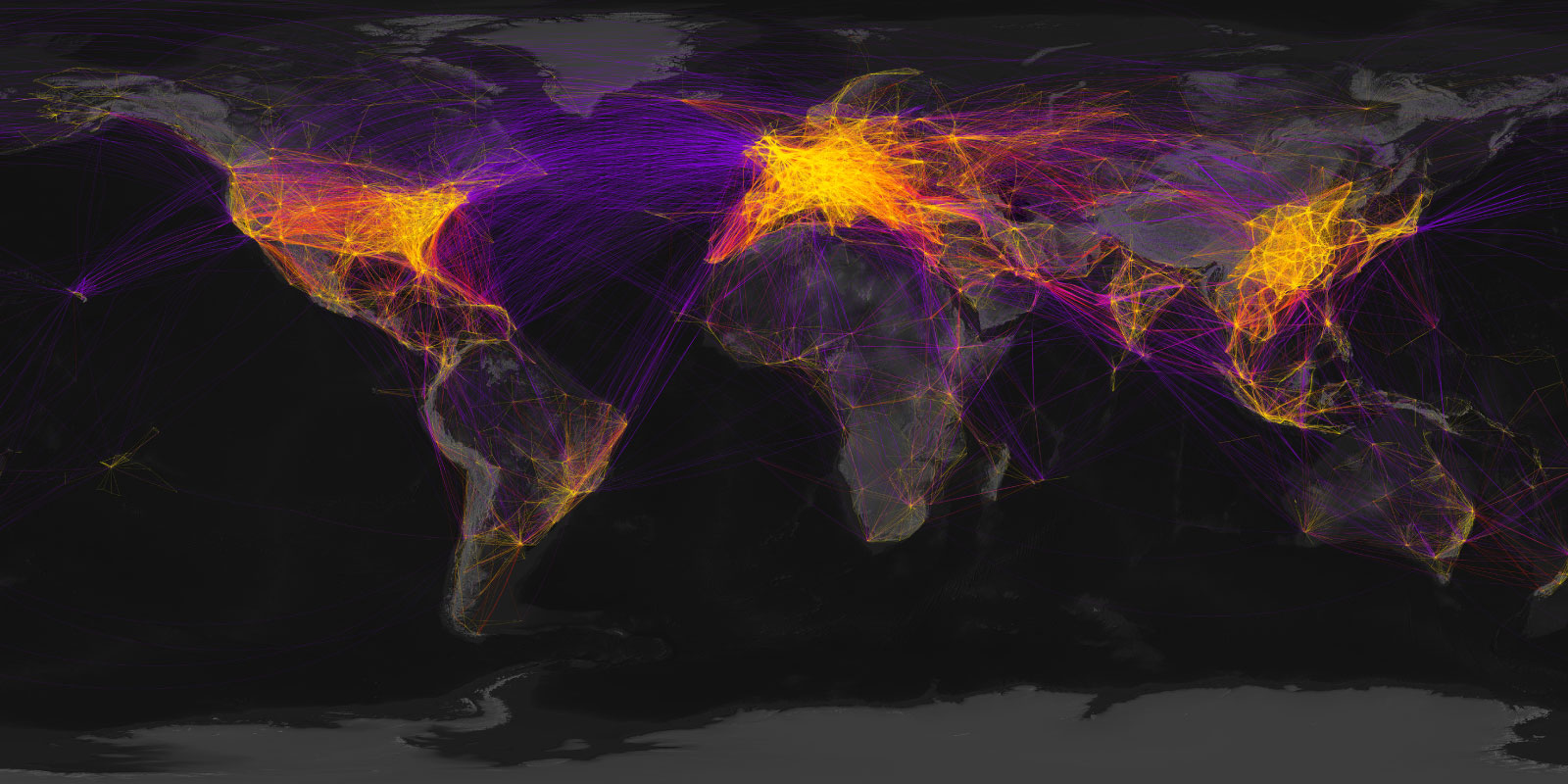World in motion; showing flight routes