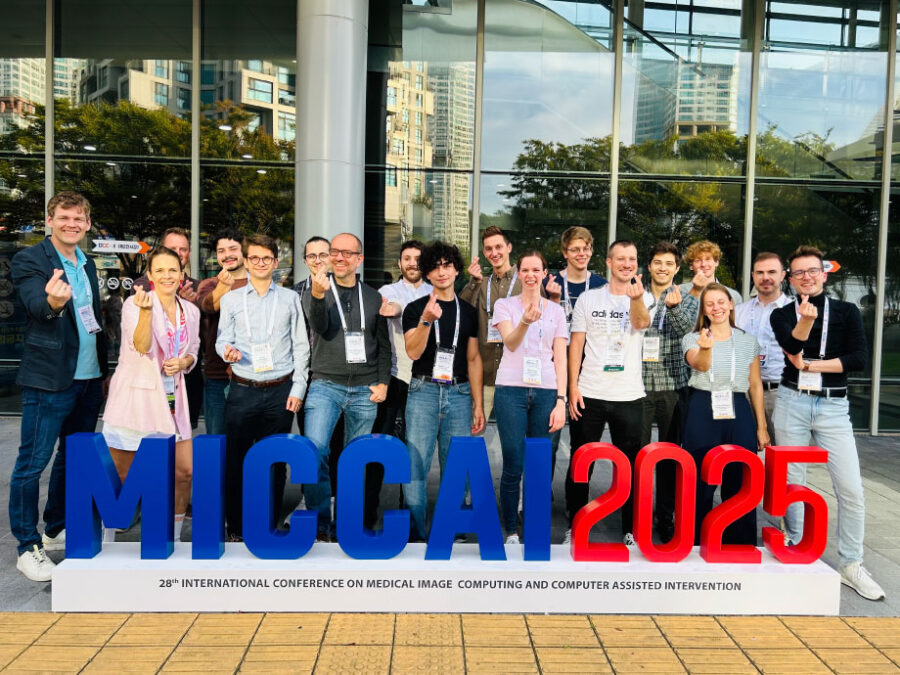 This group photo shows members of Medical Image Computing, led by Klaus Maier-Hein, together with members of the Intelligent Medical Systems Lab at DKFZ, led by Prof. Lena Maier-Hein at MICCAI2025.