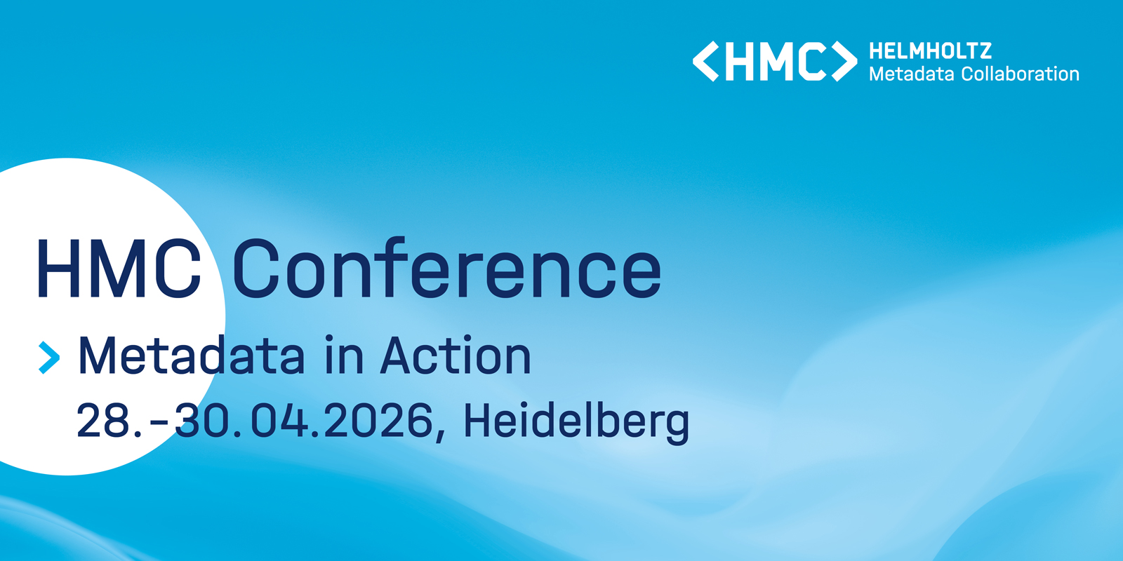 Visual to promote the HMC Conference 2026; HMC logo, conference title, motto, date & location are shown on a bright blue background whit a white circle on the left